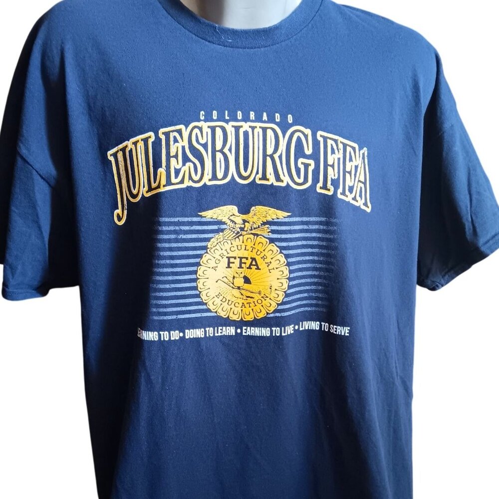 XXL Vintage T-shirt Julesburg Colorado FFA Farm Agriculture Logo 1990's Blue 2XL